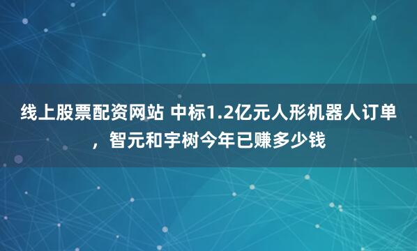 线上股票配资网站 中标1.2亿元人形机器人订单，智元和宇树今年已赚多少钱